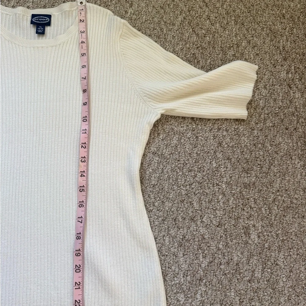 Cream Ribbed Short Sleeve Top - Picture 6 of 7